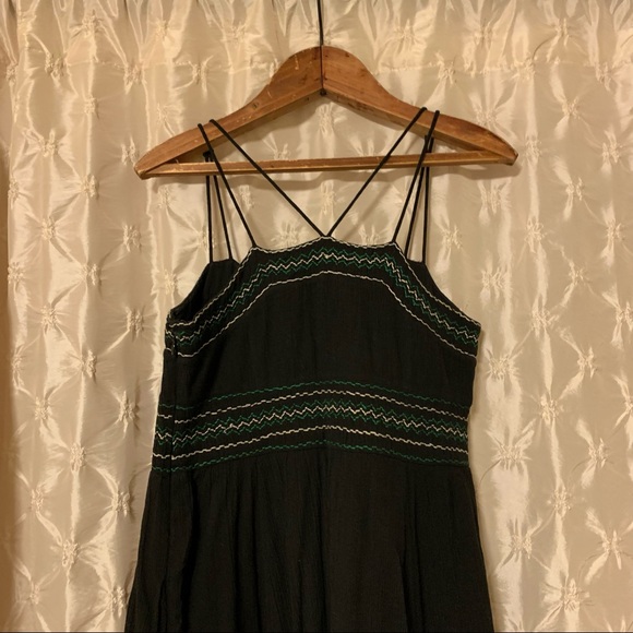 Anthro Maeve Black Smocked MIDI Dress - Picture 3 of 13